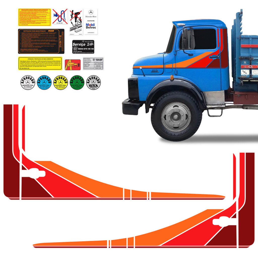 Faixa Caminhão Adesivo MB 1113 1114 Padrão 1987 Vermelho em Oferta na Shopee
