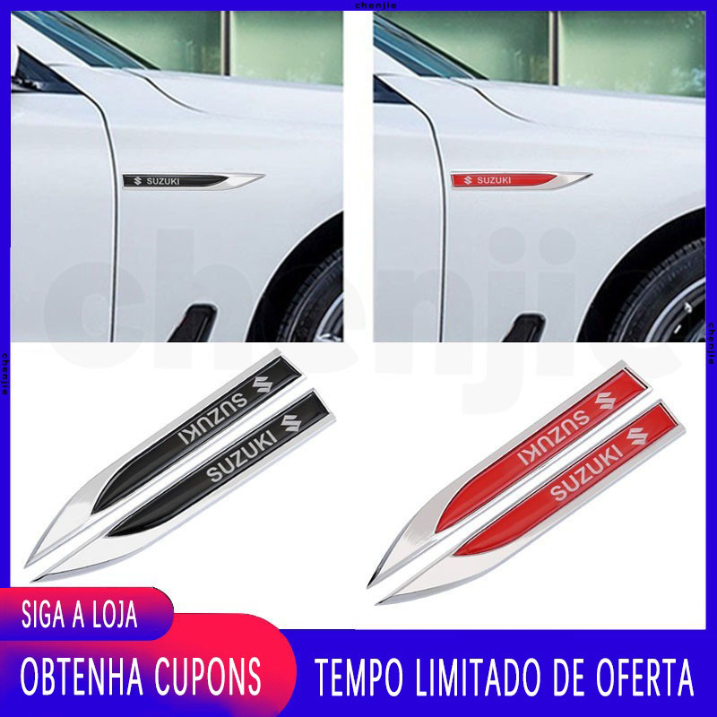 Para Suzuki 2 Peças Adesivo De Carro Emblema Lateral Da Porta 3D Etiqueta De Folha De Metal Acessórios De Decoração