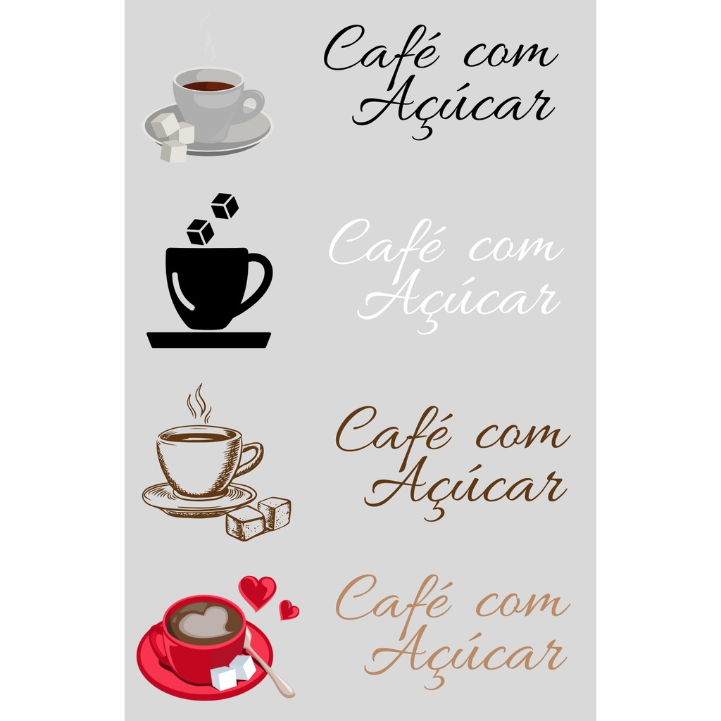 Stickers Adesivos Utilidades Domésticas - Café com açúcar - Alto relevo - "APLIQUE VC MESMO".