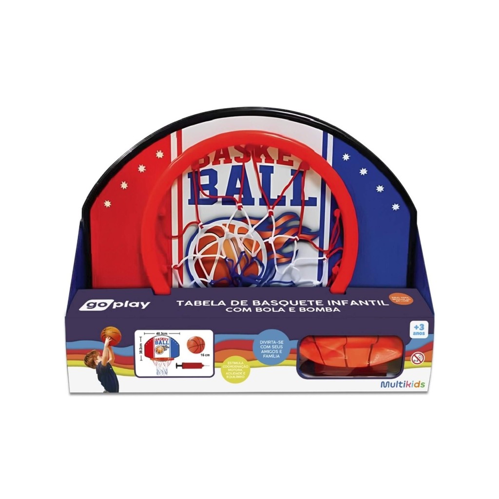 Tabela de Basquete Infantil Go Play com Bola e Bomba Multikids - BR2323