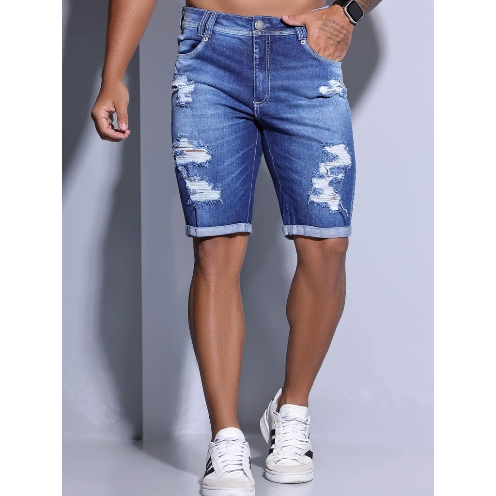 Bermuda Destroyed Masculina Pit Bull Jeans Ref 83559