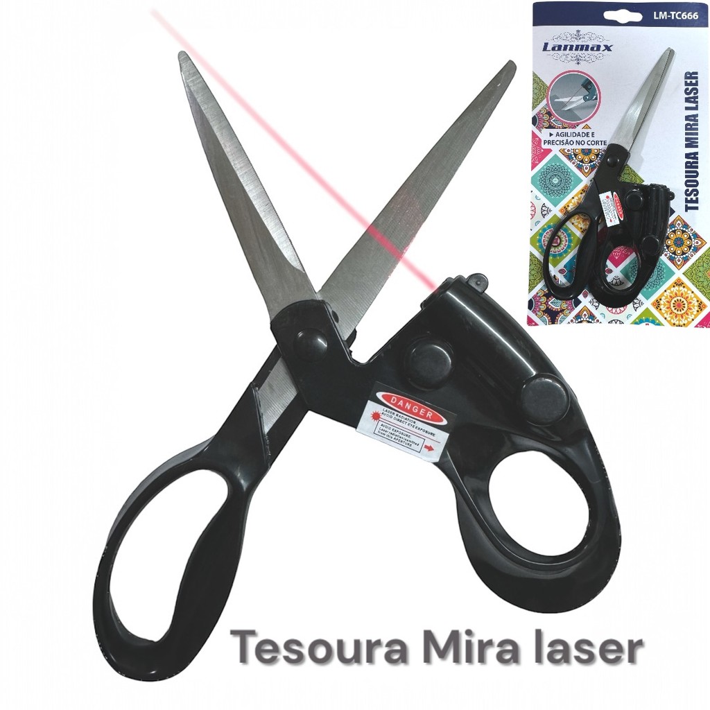 Tesoura Mira Laser Para Cortes Mais Precisos em Oferta na Shopee