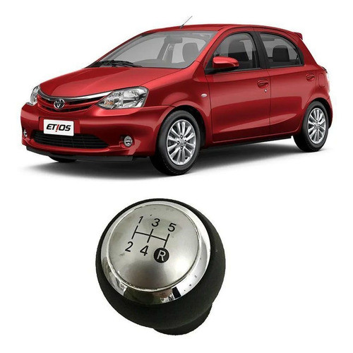 Bola Cambio Manopla Etios 2013 A 2017 Preta C/ Tampa Cromada