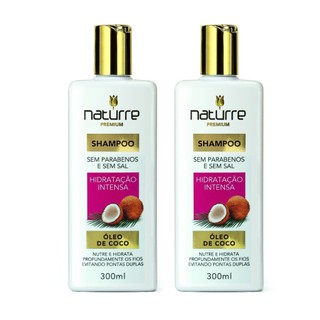 2 Shampoos Óleo de Coco Naturrê 300ml – Hidratação Intensa