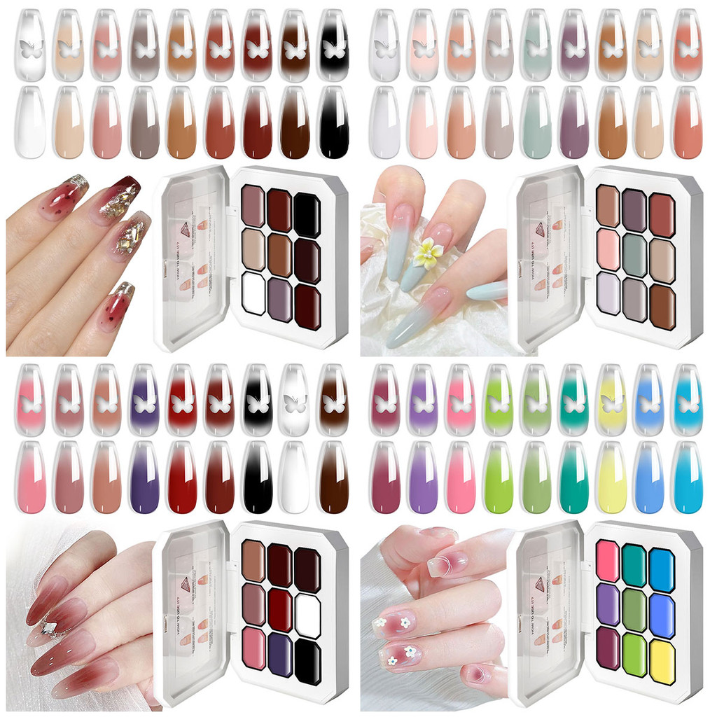 Conjunto De Paleta De Pigmentos De Esmalte 9 Em 1 Limegirl Para Design De Unhas Em Gradiente, Manicure Diy E Decoração