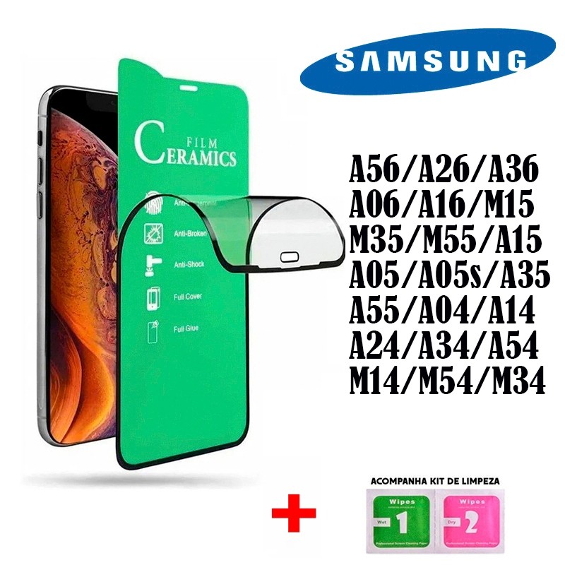 Pelicula 9D Cerâmic Samsung A56/A26/A36/A06/A16/M15/M35/M55/A15/A05s/A35/A55/A04/A14/A24/A54/M54/M34