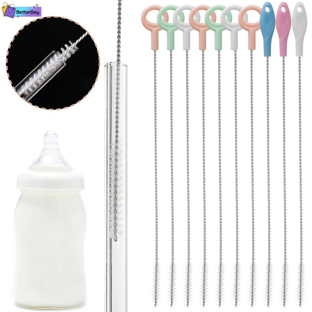 Escovas De Limpeza De Canudo Multifuncional Limpador De Tubo De Nylon Palha Com Cabo Longo De Aço Inoxidável