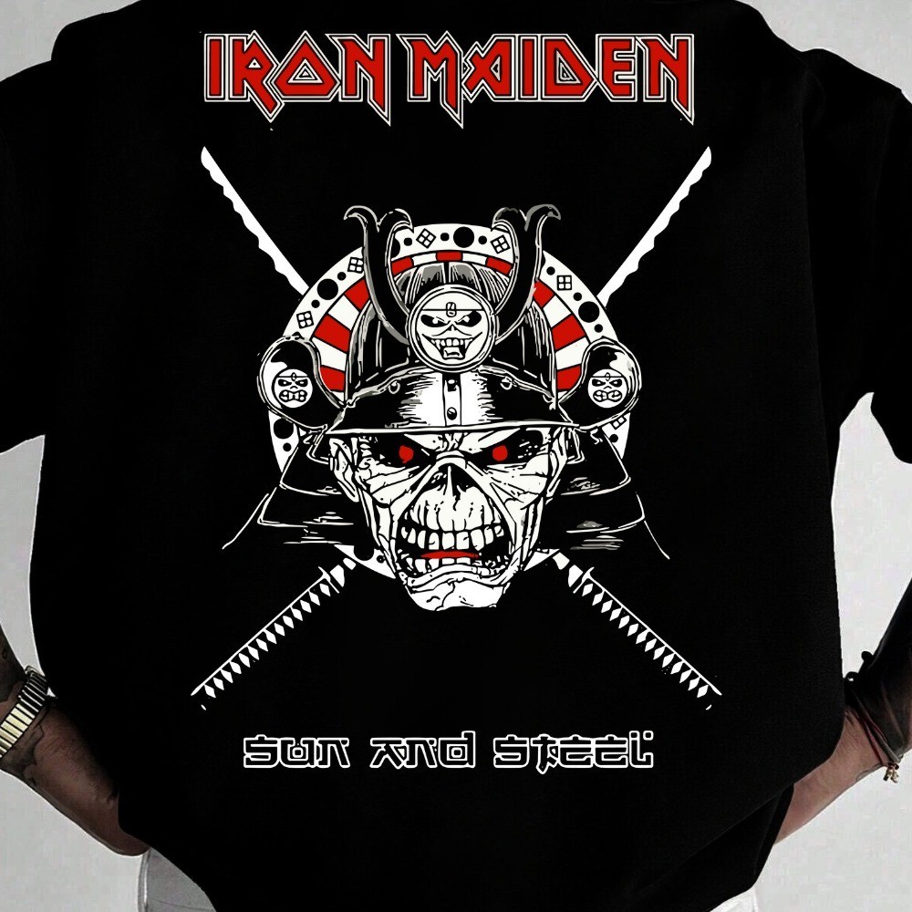 [Camiseta Premium em Algodão Puro]GXG Blusa Iron Maiden Oversized Unissex Malha Algodão Banda de Rock Cor Branca Preta em Oferta na Shopee
