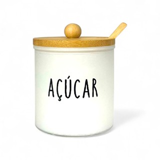 Açucareiro Doha De Vidro E Bambu Com Colher 300ml em Oferta na Shopee
