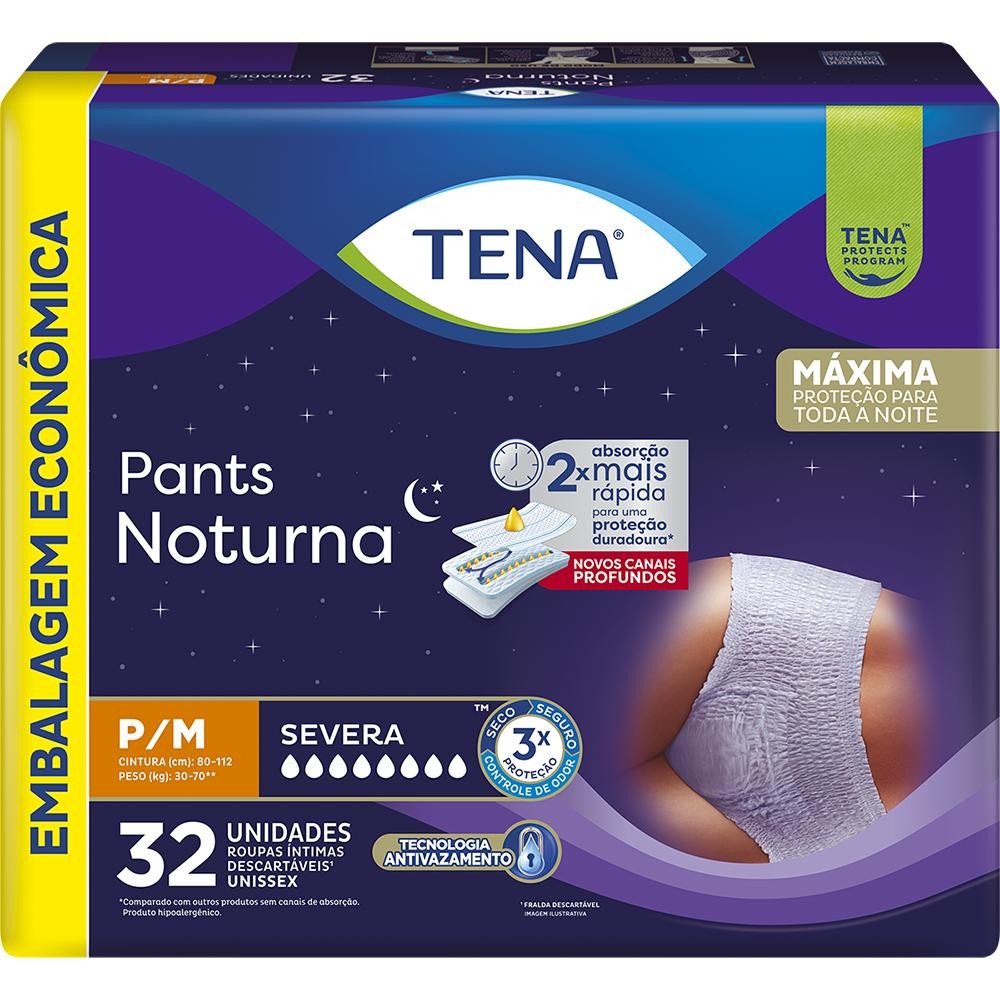 Roupa Intima Tena Pants Noturna P/M 32 Un em Oferta na Shopee
