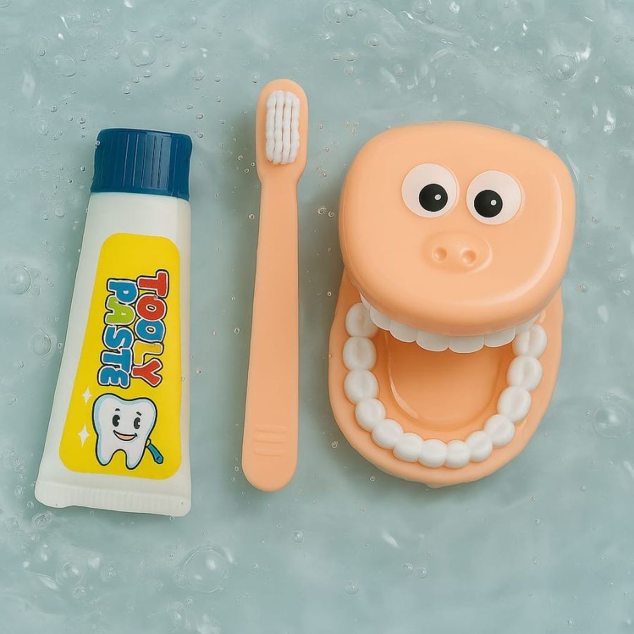 Kit Dentista Infantil Brinquedo Educativo Dente C/ 3 Peças Brinquedo Divertido Dentista