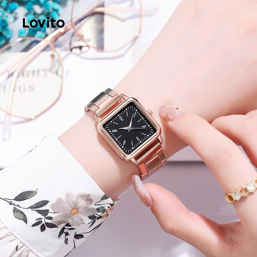 (Trendy) Lovito Relógio Quartzo Número Brilha No Escuro Coreano LFA77531 - Watches