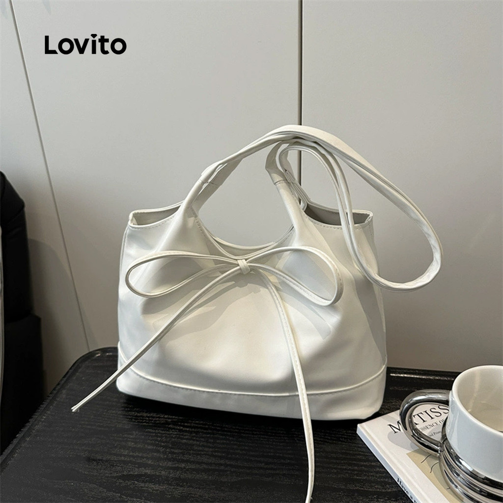 Lovito Gravata borboleta lisa doce bolsa de ombro pequena para mulheres LFA76035 - Women Bags