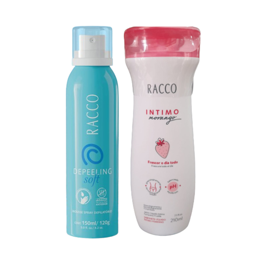 Kit Feminino Racco Depeeling Soft 150mL + Sabonete Líquido Íntimo Morango 210mL