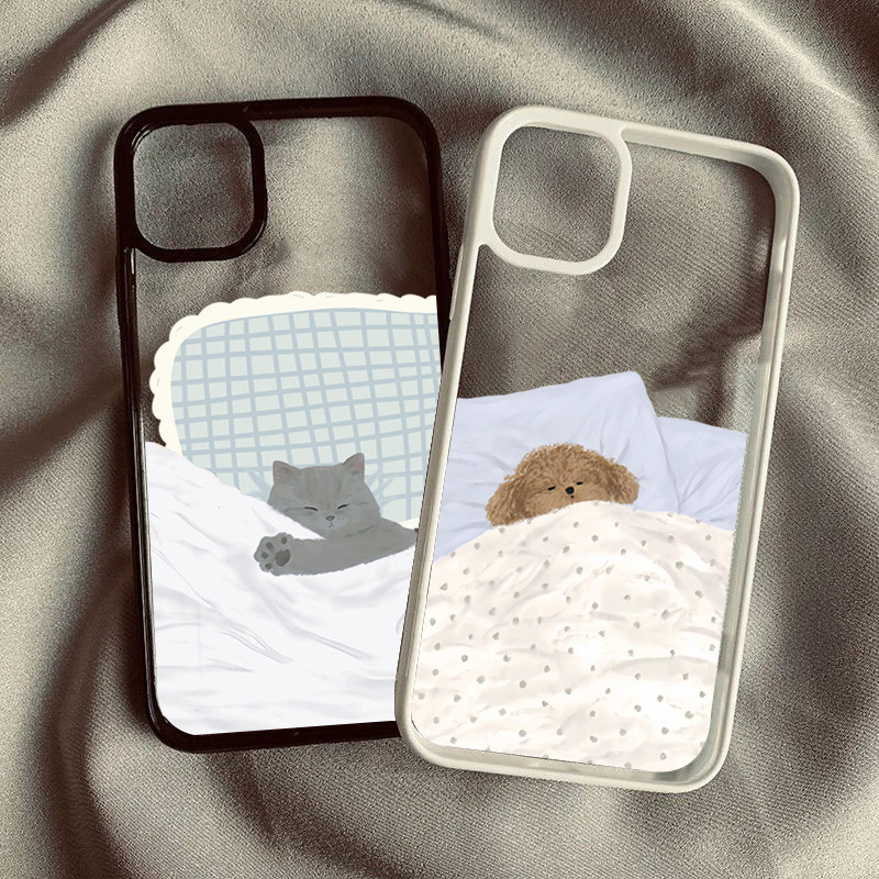 Bonito Gato Cão Casal Caso De Telefone Para Samsung A06 A26 A36 A56 A35 A55 A54 A05S A15 A16 A12 A52 A34 5G A32 Capa De 