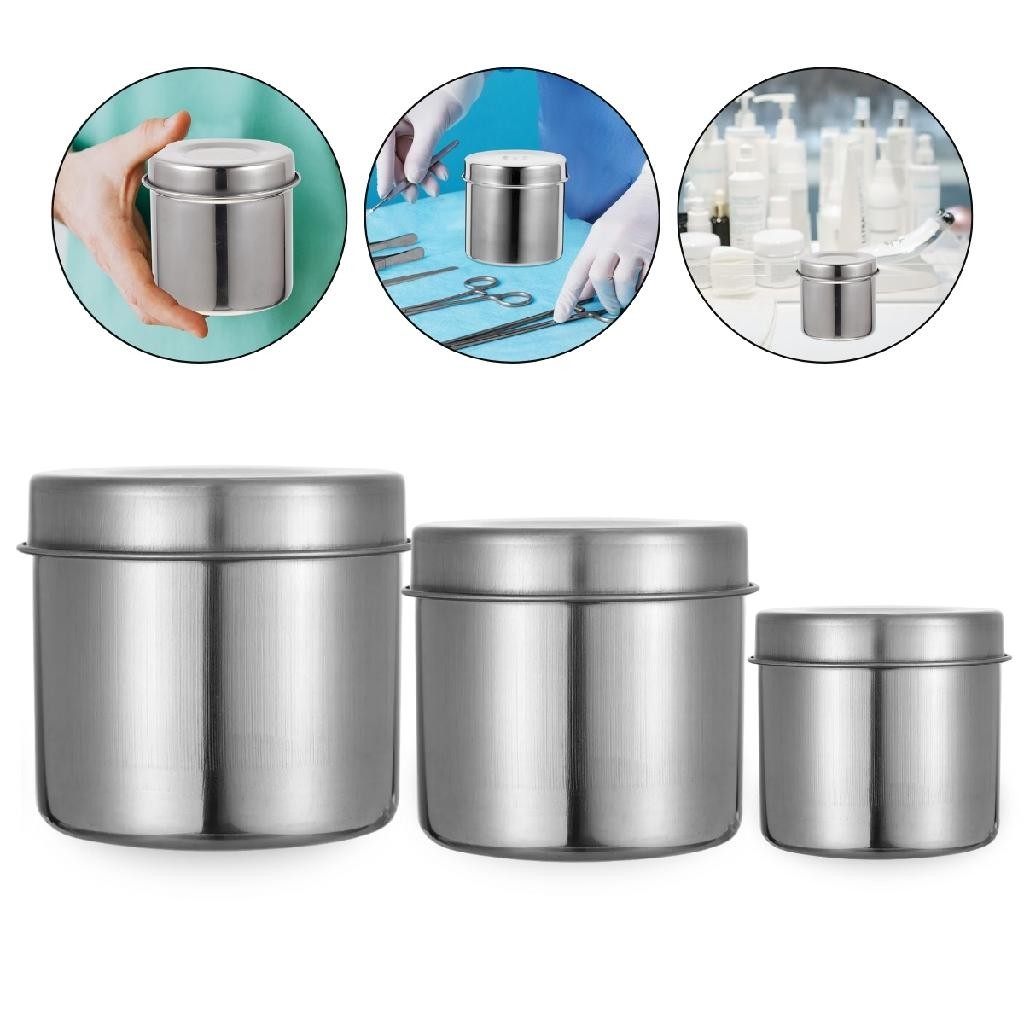 Kit 3 Porta Algodão Gaze Inox Podologia Estética Odontologia Aço Inoxidável Consultório Tamborzinhos em Oferta na Shopee