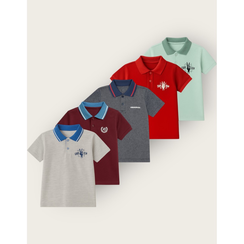 Combo 5 Camisetas Juvenil Menino Manga Curta Polo Básica Brusinha Moderna Conjunto Versátil