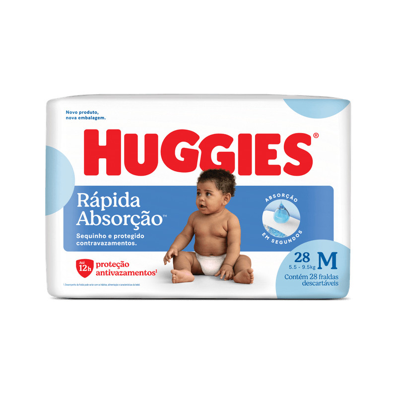 FRALDA HUGGIES RÁPIDA ABSORÇÃO JUMBO M 28 un em Oferta na Shopee