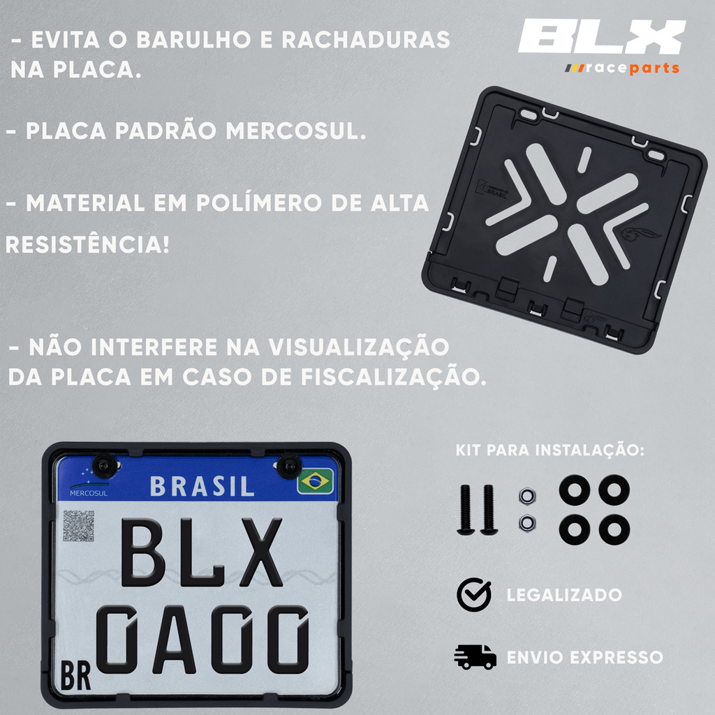 Suporte Moldura Protetor De Placa Moto Mercosul C/ Parafusos · foto 2
