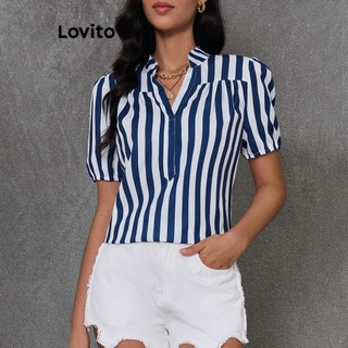 Lovito Blusa básica listrada elegante para mulheres LBL16237 em Oferta na Shopee