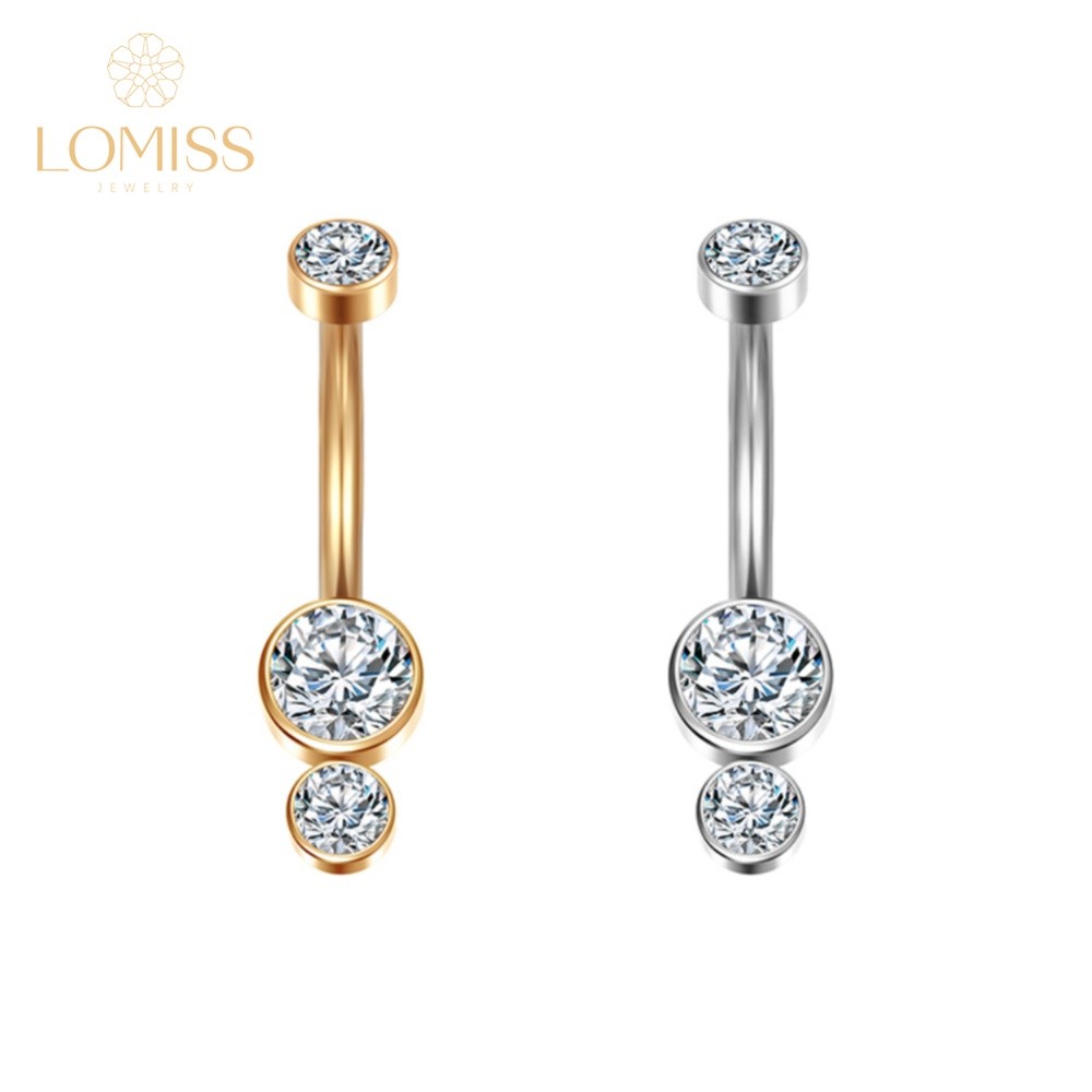Lomiss Piercing Umbigo Banana Aço Cirúrgico 2 Zircônias em Oferta na Shopee