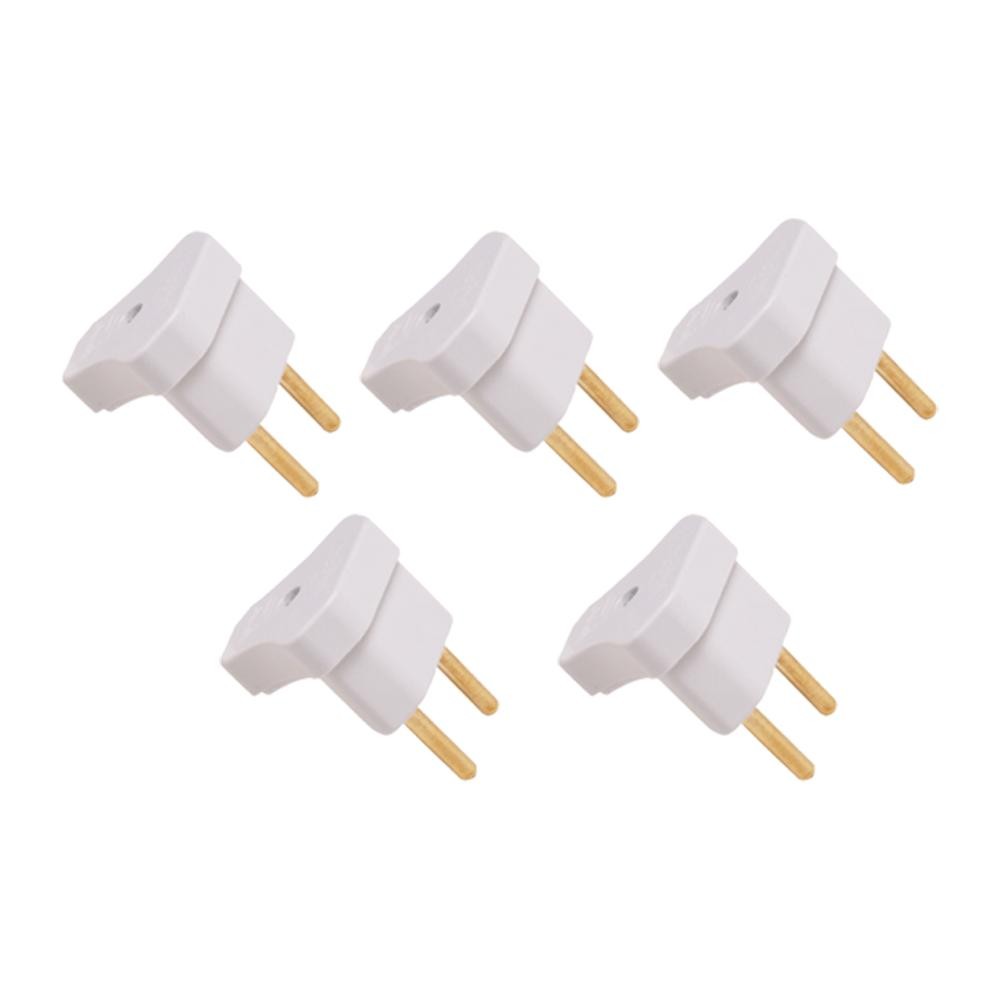 Kit com 5 Plugues Pino Macho Angular 2P 10A/250V Branco 1443 em Oferta na Shopee