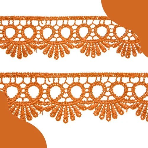 Renda Guipir CHL-113 - 2.5 Cm -  Rolo C/13.7 Mts Cor:Laranja