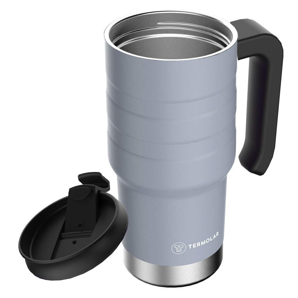 Copo Térmico Cinza com Tampa Quente Frio Café 590ml Termolar