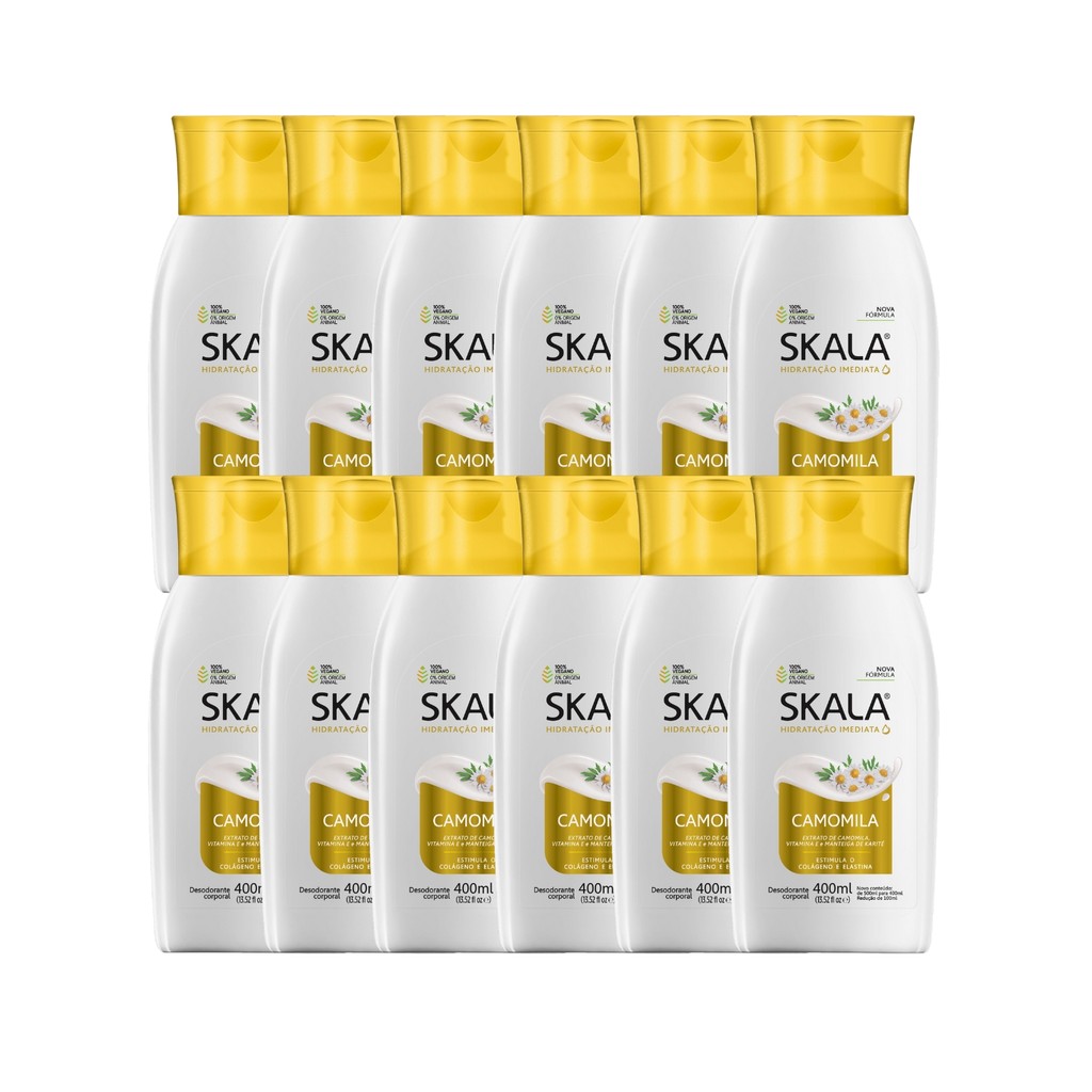 Kit 12 Loção Creme Hidratante Corporal Camomila Vegano Skala em Oferta na Shopee