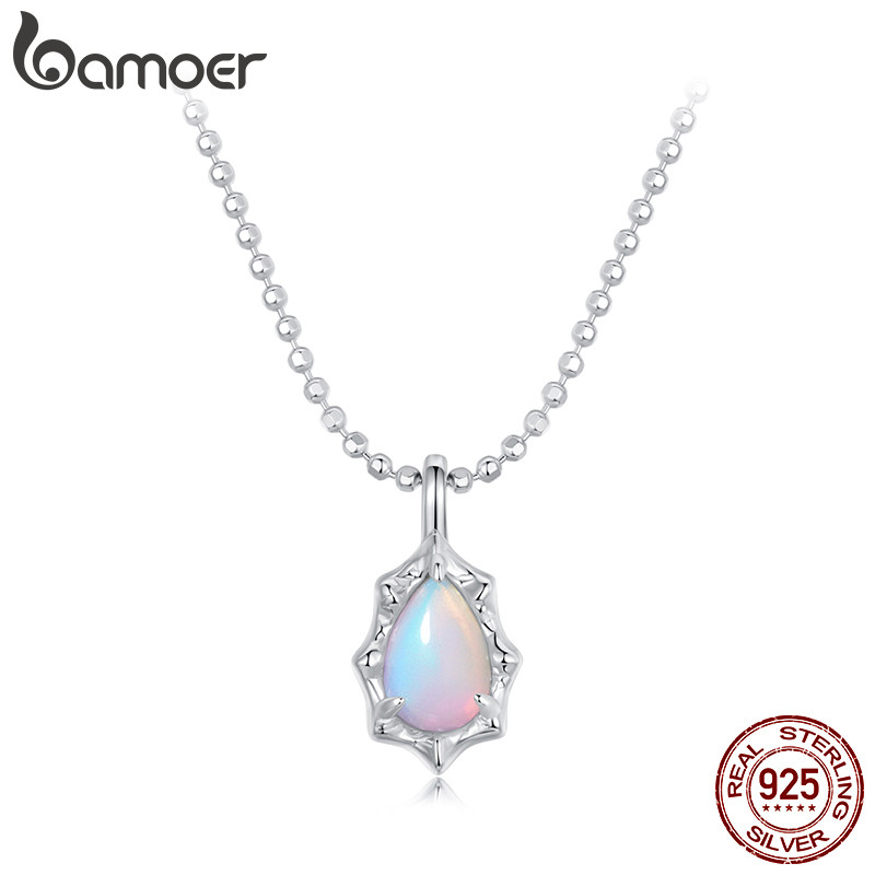 Colar Bamoer 925 Sterling Sliver Aurora Opal Design Joias Presentes Para Mulheres em Oferta na Shopee