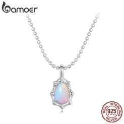 Colar Bamoer 925 Sterling Sliver Aurora Opal Design Joias Presentes Para Mulheres