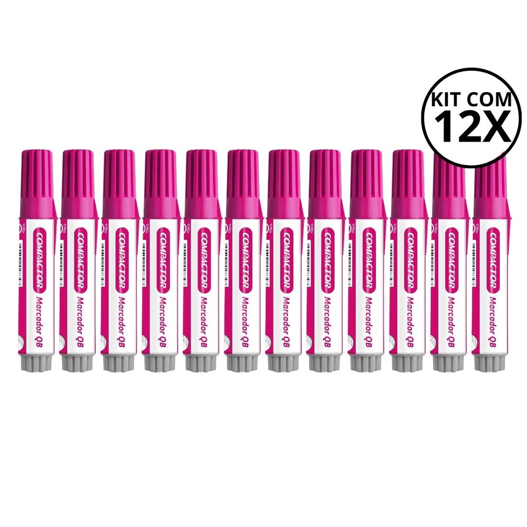 Kit 12 Pinceis Para Quadro Branco Rosa - COMPACTOR em Oferta na Shopee