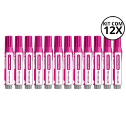 Kit 12 Pinceis Para Quadro Branco Rosa - COMPACTOR