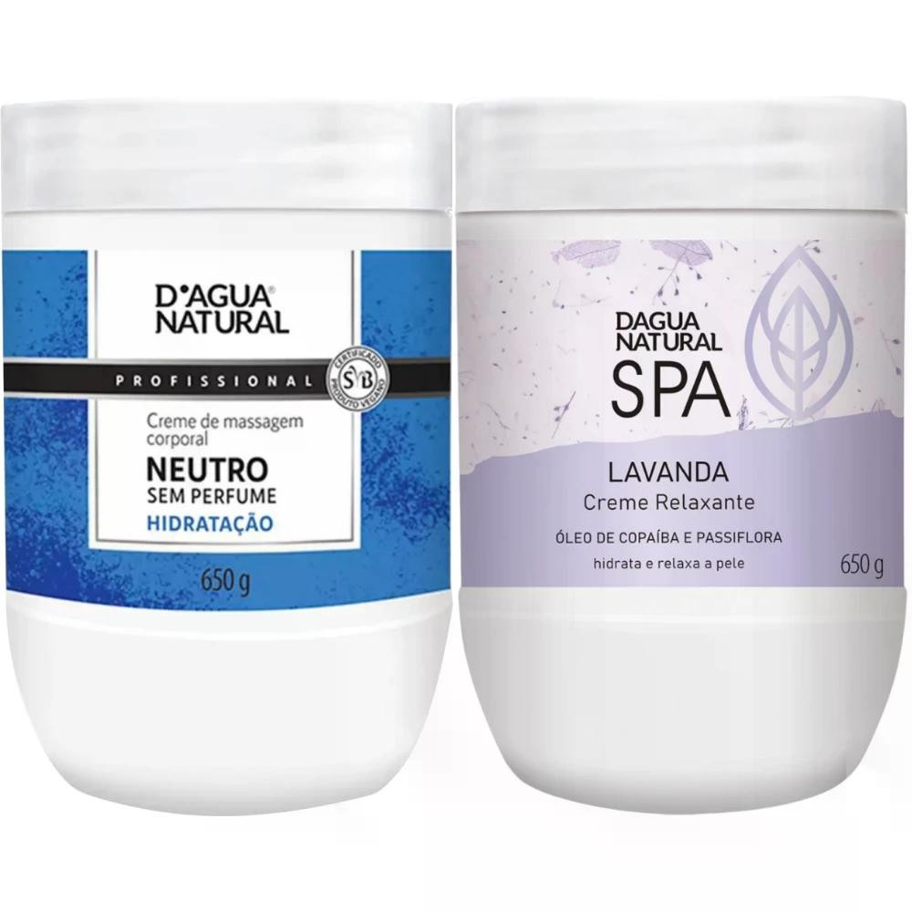 Kit Massagem Corporal Dagua Natural 1x Creme Spa Lavanda 650g + 1x Creme Neutro 650g
