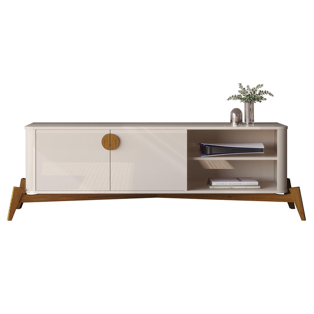 Rack Bancada Buriti 1.4 TV Até 55 Pol. Pés de Madeira Maciça em Oferta na Shopee