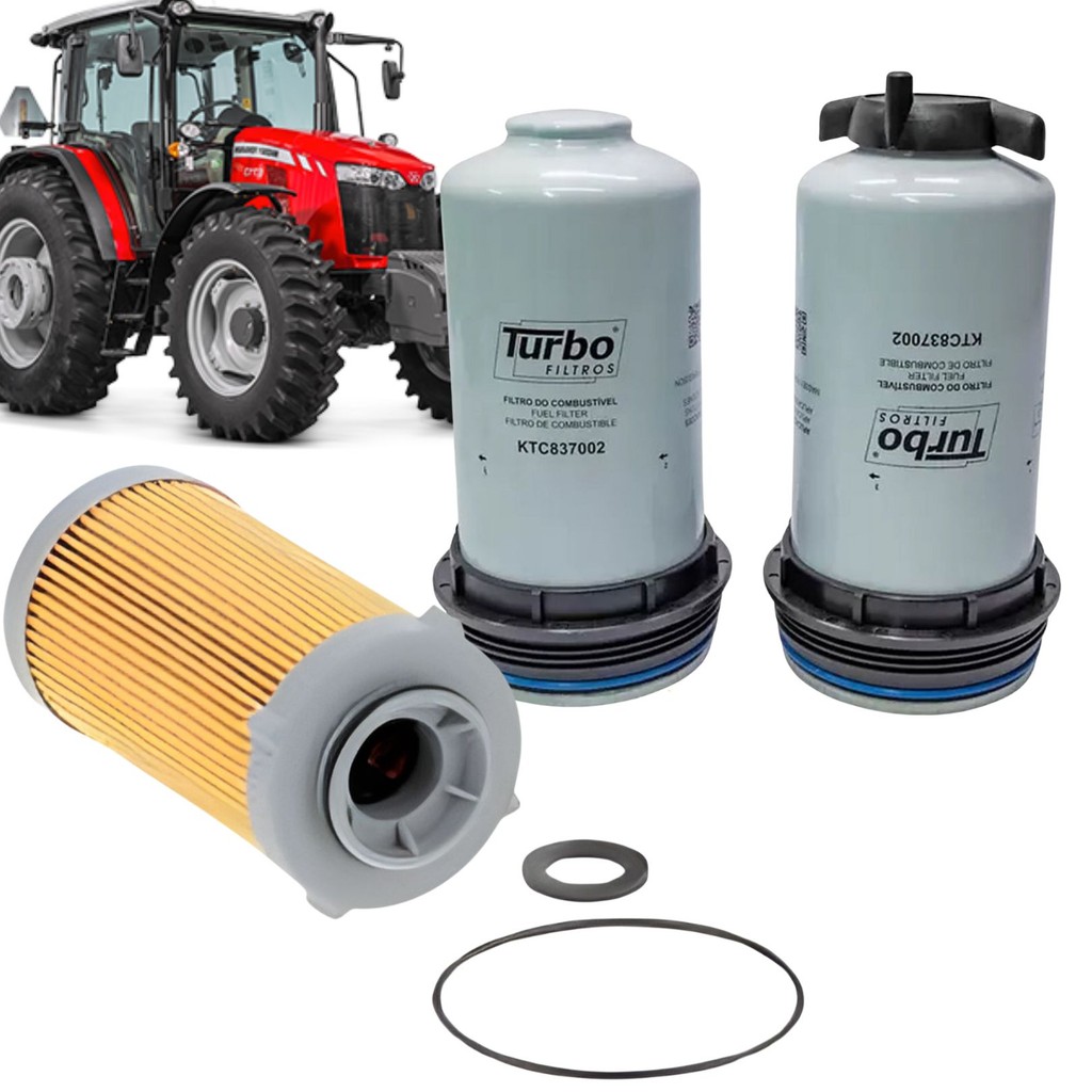 Kit 3 Filtro Combustível Diesel Massey-Ferguson Serie 5 6 7