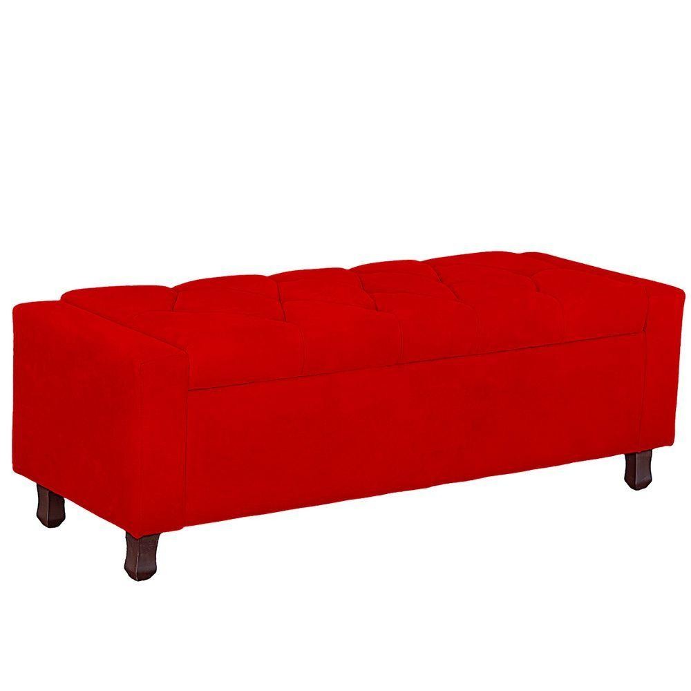 Calçadeira Baú Casal King Size Estofada Valencia Veludo Cor Vermelho em Oferta na Shopee