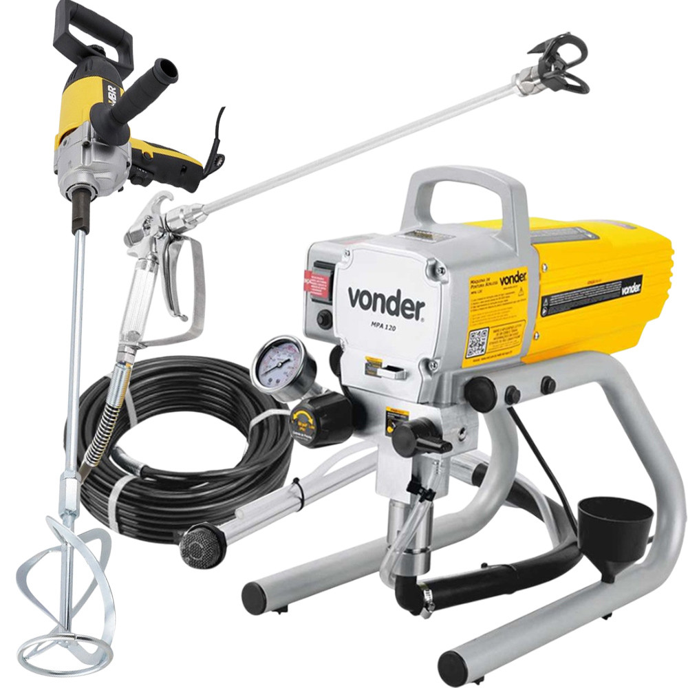 Máquina de Pintura Airless Profissional 900W Para Látex PU Esmalte com Extensor e Misturador