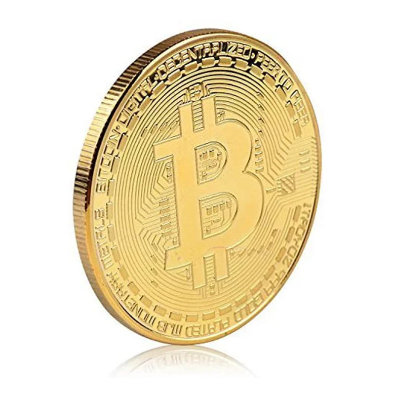 Moeda Física Bitcoin Dourada - Colecionadores Criptomoedas