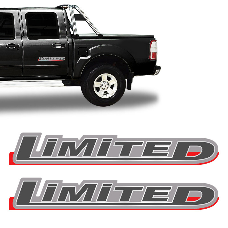 Par de Adesivos Ranger 10/12 Limited Emblema Lateral Cinza