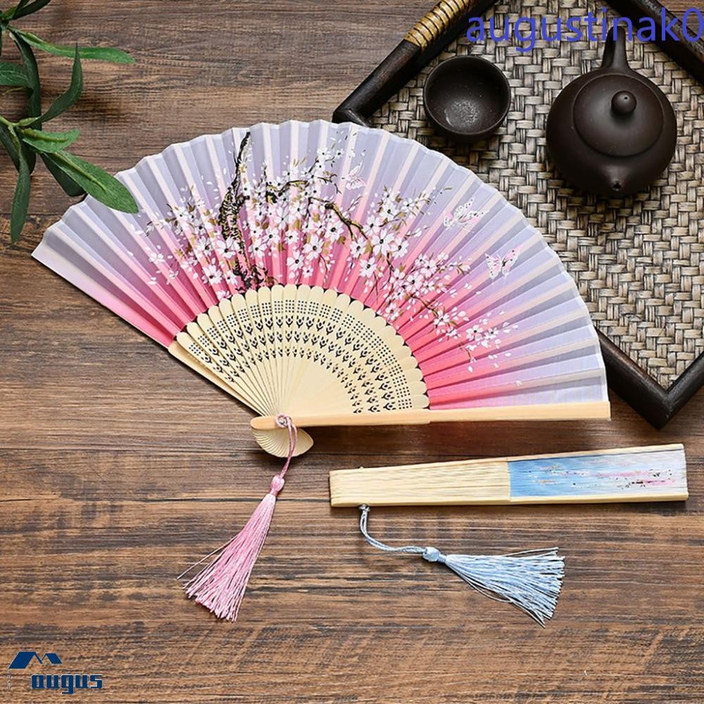 Leque Dobrável AUGUSTINAK Feito À Mão Elegante Estilo Vintage Multipadrão 1 Peça De Colorido Para Dança