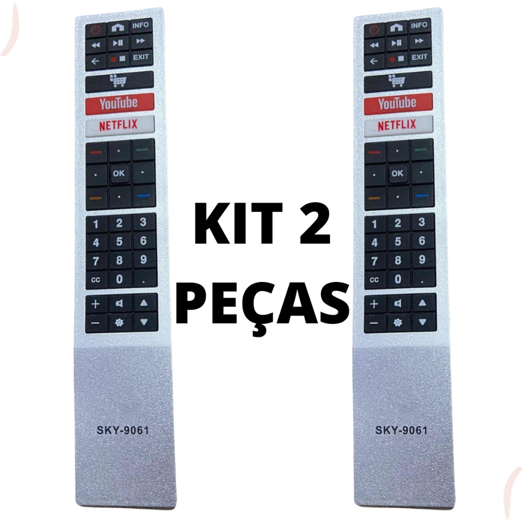 KIT 2 CONTROLE REMOTO COMPATÍVEL TV AOC Led Smart 4k Full Hd Netflix Youtube