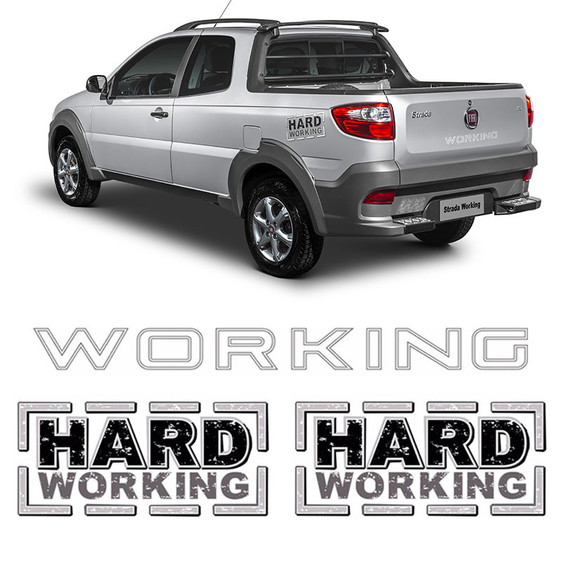 Kit Adesivos Strada Hard Working + Faixa Traseira Prata em Oferta na Shopee