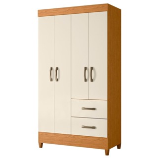 Guarda-roupa Solteiro 4 Portas 2 Gavetas Mobi Cinamomo/Off White em Oferta na Shopee