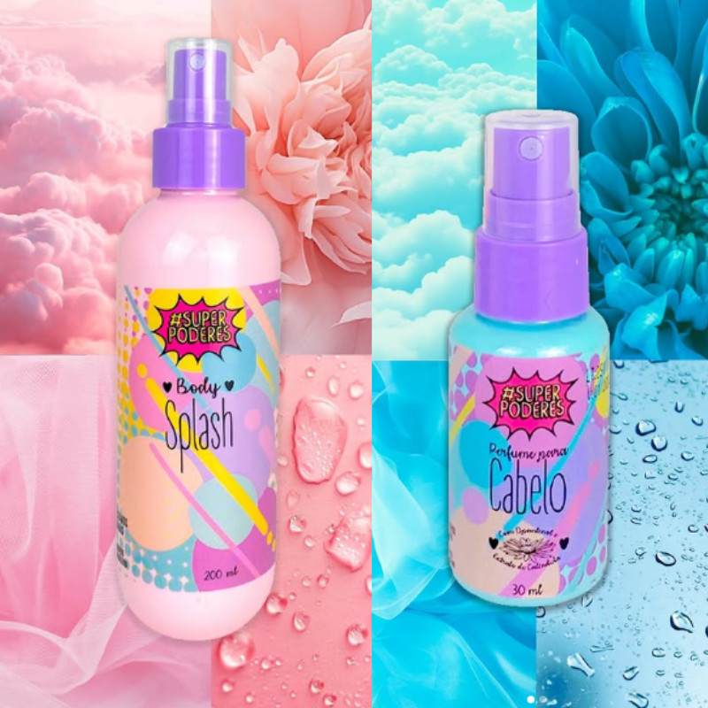 Kit Body Splash e Perfume de Cabelo Super Poderes Perfume Corporal - Perfume Feminino