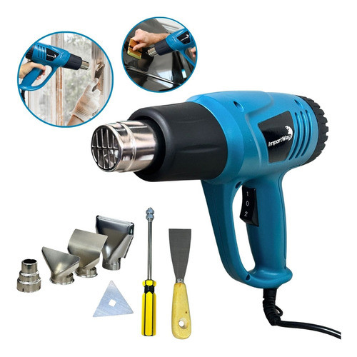 Soprador Térmico 2000w Azul Com Acessórios 350°c E 600°c 110v em Oferta na Shopee