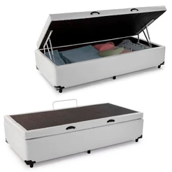 Cama Box Baú Solteiro Sintético Serene Branco 88x188x44