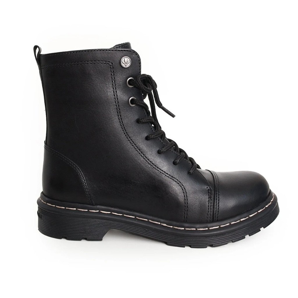 Coturno Janis Feminino Couro Moda Cravo e Canela - Preto
