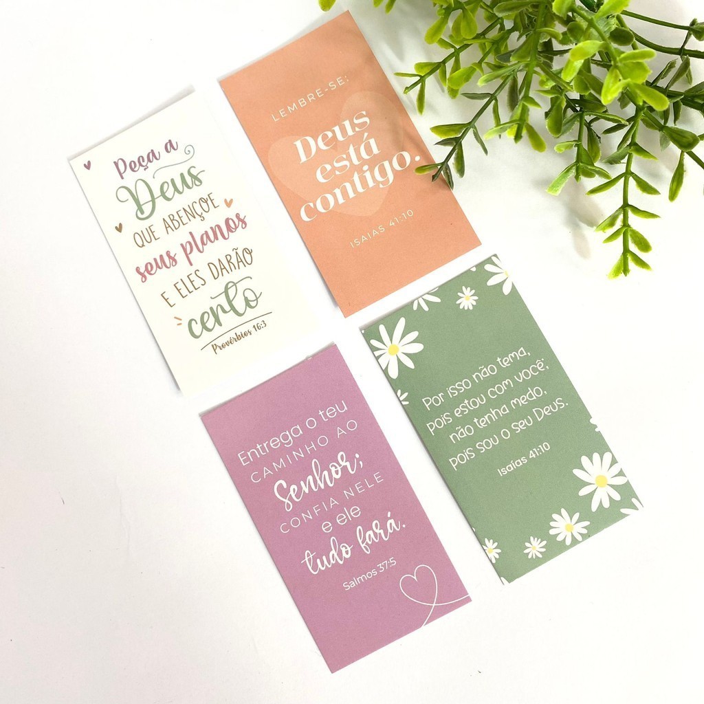 Kit Cartão (5x9cm) agradecimento frases biblicas cristãs evangelicas a pronta entrega tamanho 5x9cm