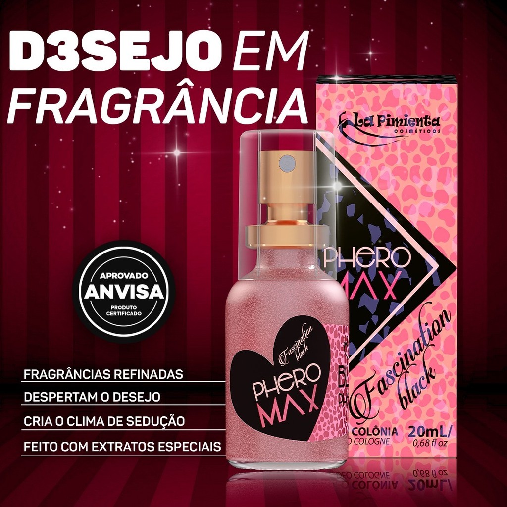 UMA EXPERIÊNCIA SENSORIAL QUE INEBRIA – PERFUME AFRODISÍACO PHERO MAX - FASCINATION BLACK em Oferta na Shopee